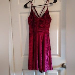 Vivimos red crushed velvet skater dress size 4/6 (TINY FLAW)